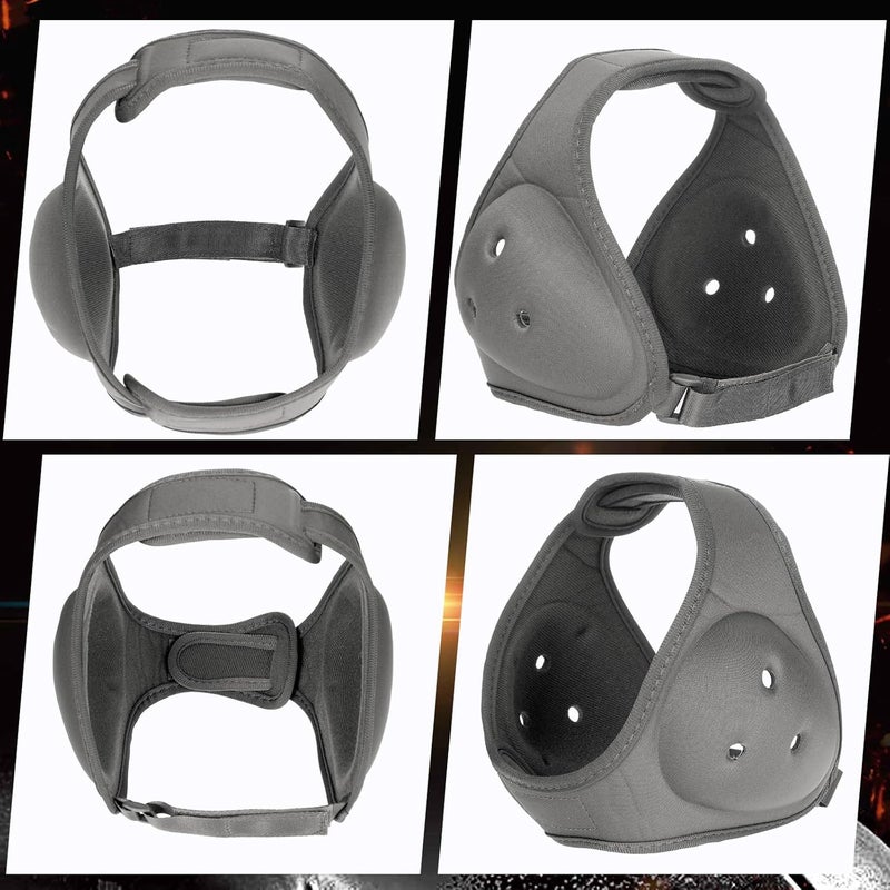 Jerify 2 Pcs Wrestling Headgear for Kids Youth Soft Grappling Headgear Wrestling Adjustable Ear Guard Protective(Grey) - Image 4